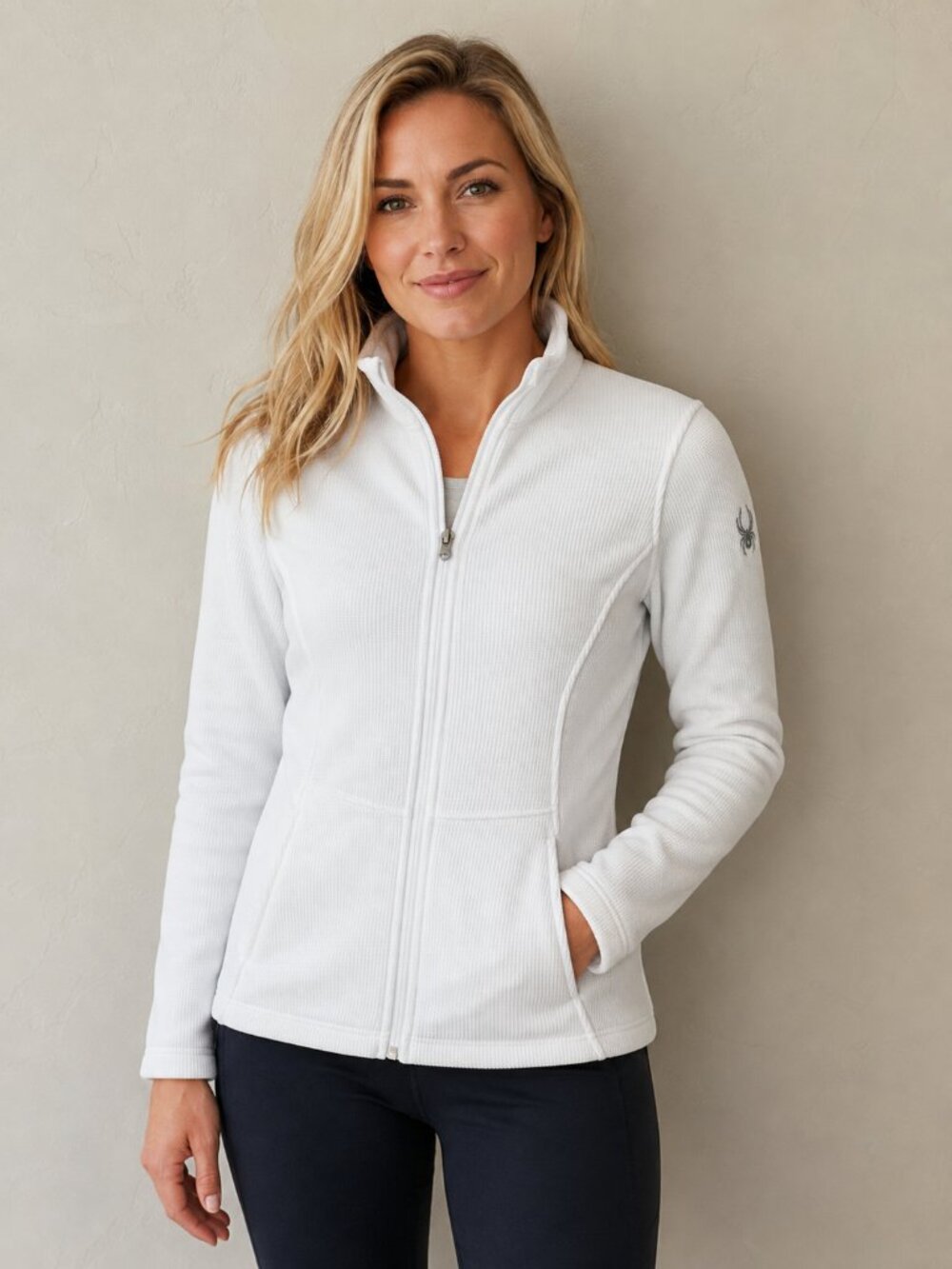 Spyder White Full Zip Fleece Jacket Medium